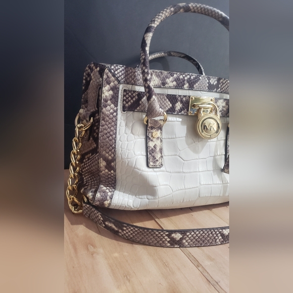 Michael Kors Hamilton Crocco Embossed Python Leather Bag - Picture 4 of 15